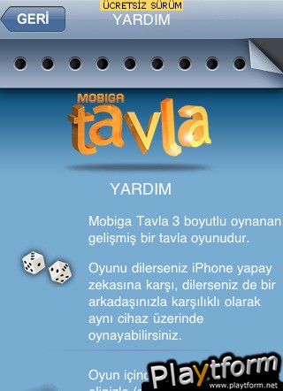 Mobiga Tavla Ucretsiz Surum (iPhone/iPod)