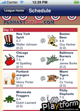 Baseball Sim Leagues at PennantChase (iPhone/iPod)