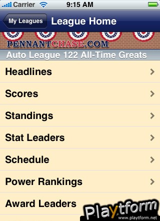 Baseball Sim Leagues at PennantChase (iPhone/iPod)