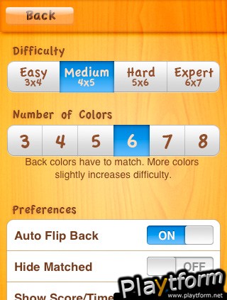 Numbers Memory Match Game (iPhone/iPod)