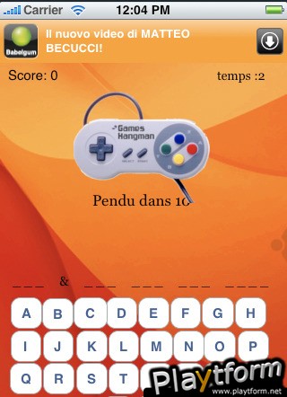 Pendu Jeux Video (iPhone/iPod)