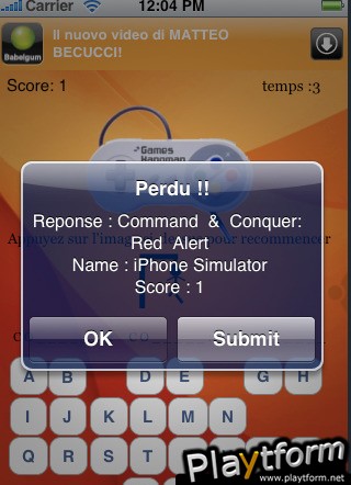 Pendu Jeux Video (iPhone/iPod)