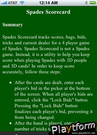 Spades Scorecard (iPhone/iPod)