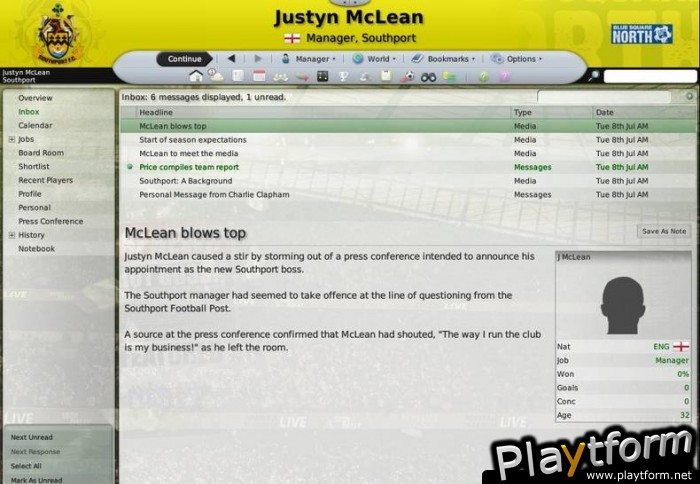 Worldwide Soccer Manager 2009 (PC)