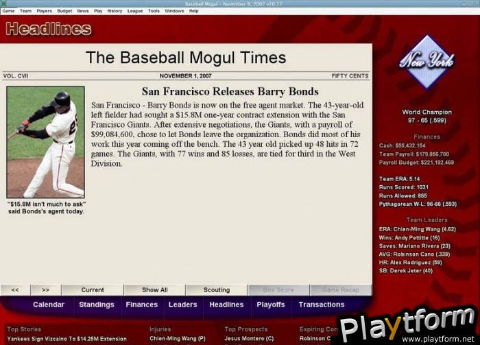 Baseball Mogul 2008 (PC)