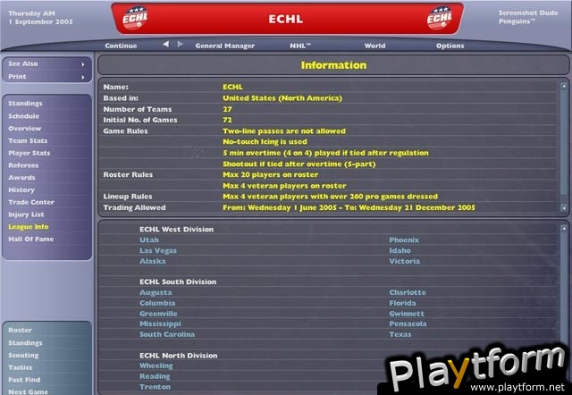 NHL: Eastside Hockey Manager 2005 (PC)