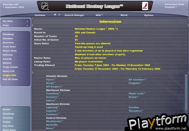 NHL: Eastside Hockey Manager 2005 (PC)