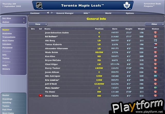 NHL: Eastside Hockey Manager 2005 (PC)