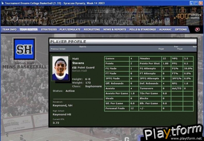 Tournament Dreams College Basketball (PC)