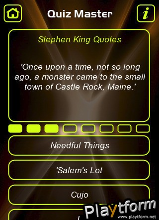 Quotes from Stephen King Novels Trivia Quiz (iPhone/iPod)